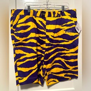 NWT • MEN’S LOUDMOUTH APPAREL LSU TIGERS SHORTS • SIZE 38